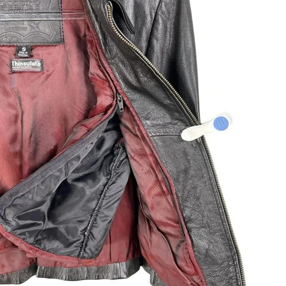 FIRST Genuine Leather VTG Women S Black Moto Biker Jacket Removable Liner Grunge - Picture 4 of 16